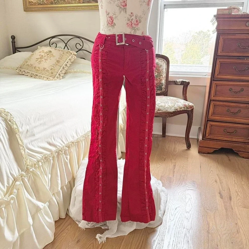 Y2k red low rise‎ pants  y2k san julian red pants